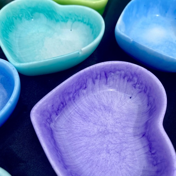 Tie Dye Jewelry Dishes / Square and Heart Shaped Trays / Handmade Pastel Dish - Picture 9 of 17